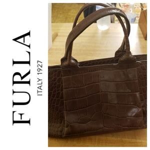 Furla, Geniune, Brwn Leather Croc, Exc. Condition